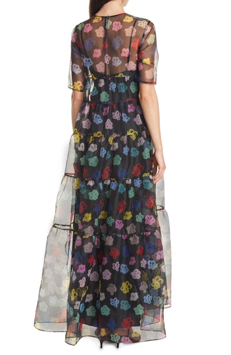 STAUD Hyacinth Crepe Organza Tiered Maxi Dress, Alternate, color, 