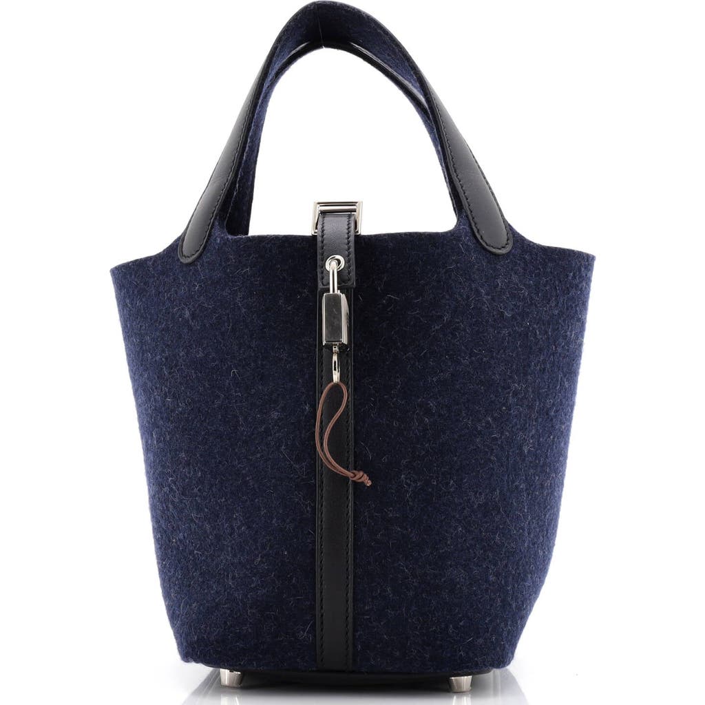 Pre-owned Hermes Hermes Picotin Lock Bag Felt With Leather Pm In Blue