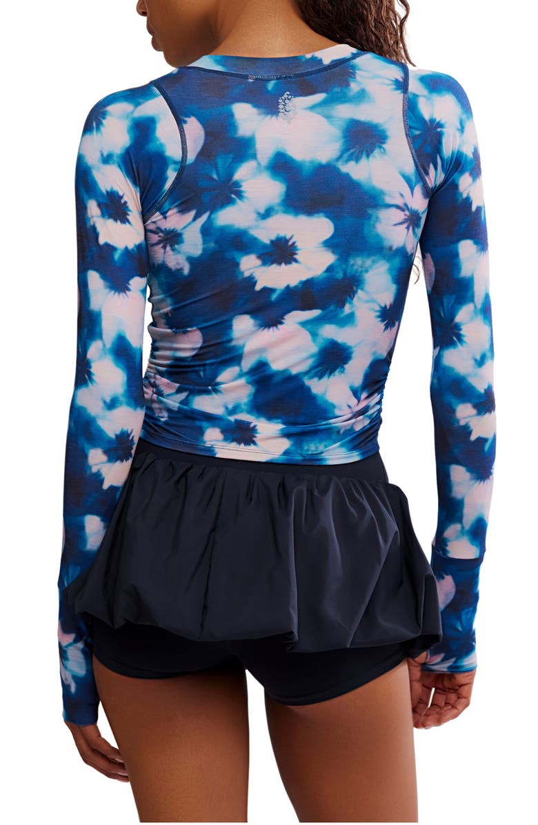 Free People Tempo Ruched Crop Top, Alternate, color, Watercolor- Blue