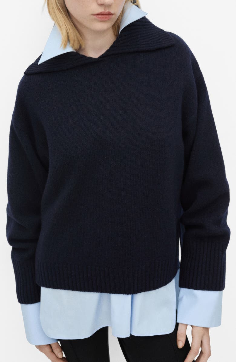 MANGO Lapel Collar Sweater, Main, color,