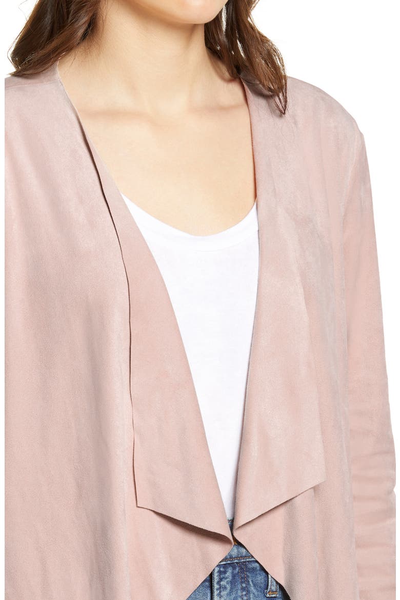 BB Dakota Drape Front Faux Suede Jacket, Alternate, color, PARCHMENT