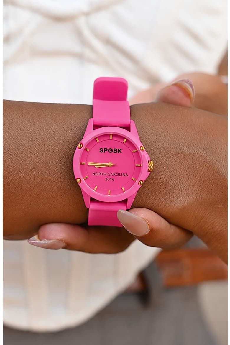 Cotton Candy Silicone Strap Watch, 32mm case, Alternate, color, HOT PINK