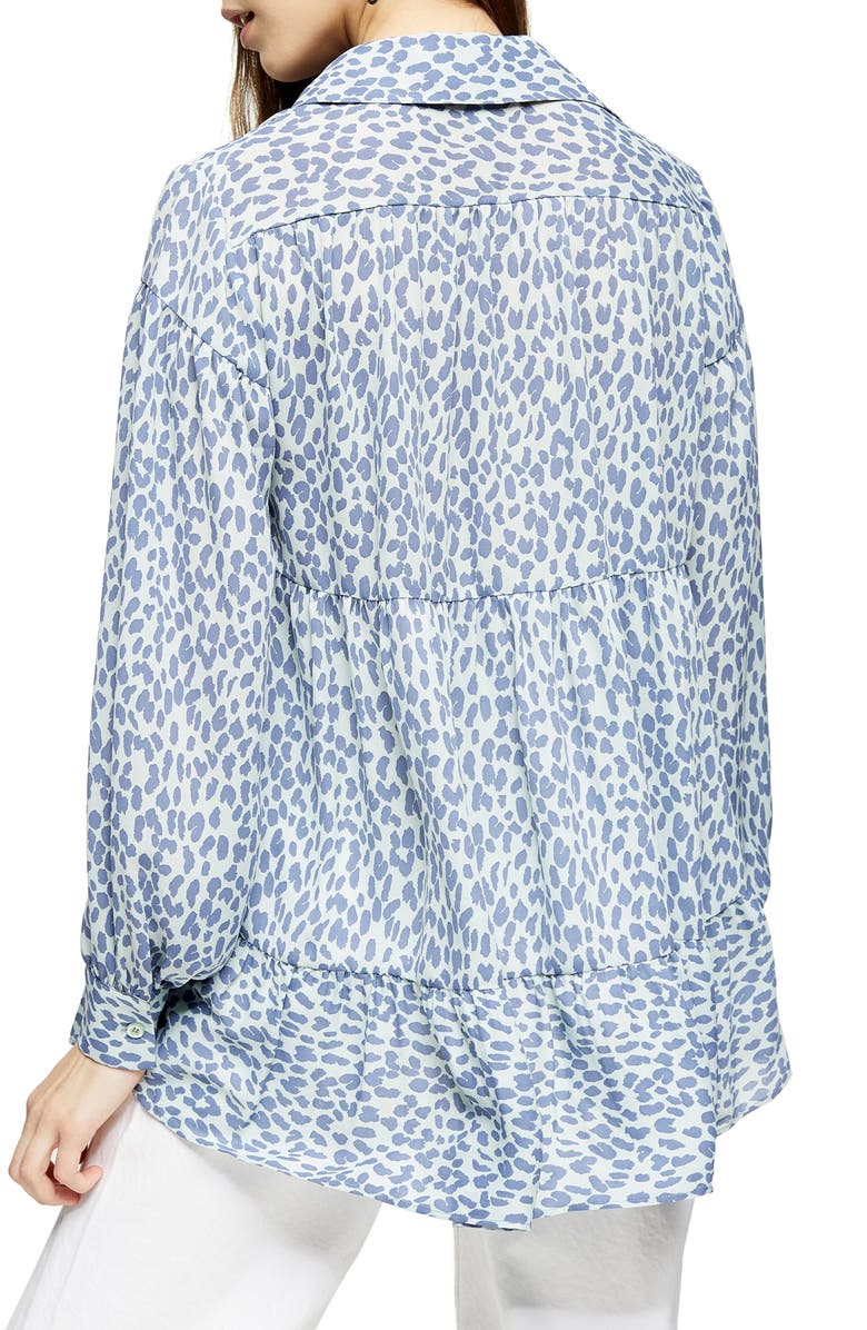 Topshop Tiered Cheetah Print Shirt, Alternate, color,