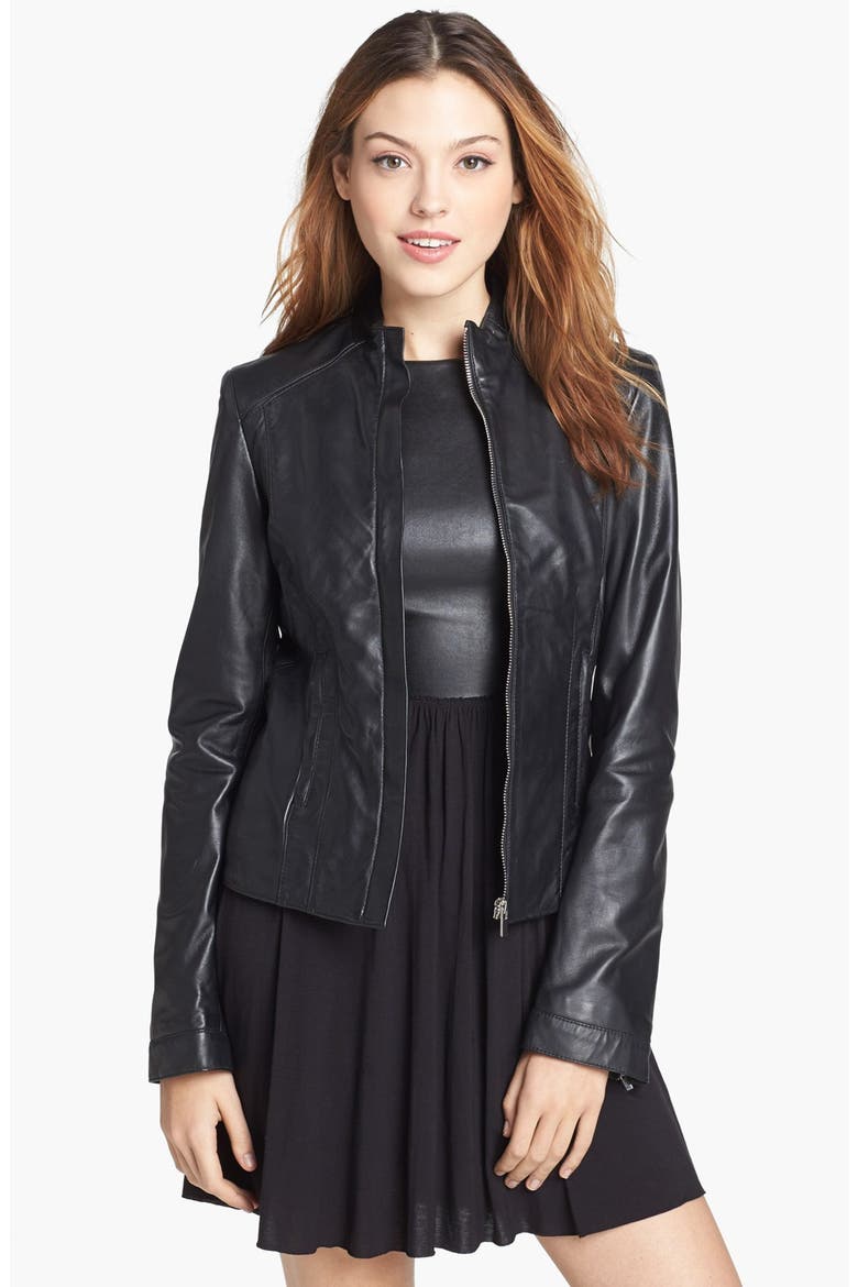 Leather Jacket, Main, color, BLACK