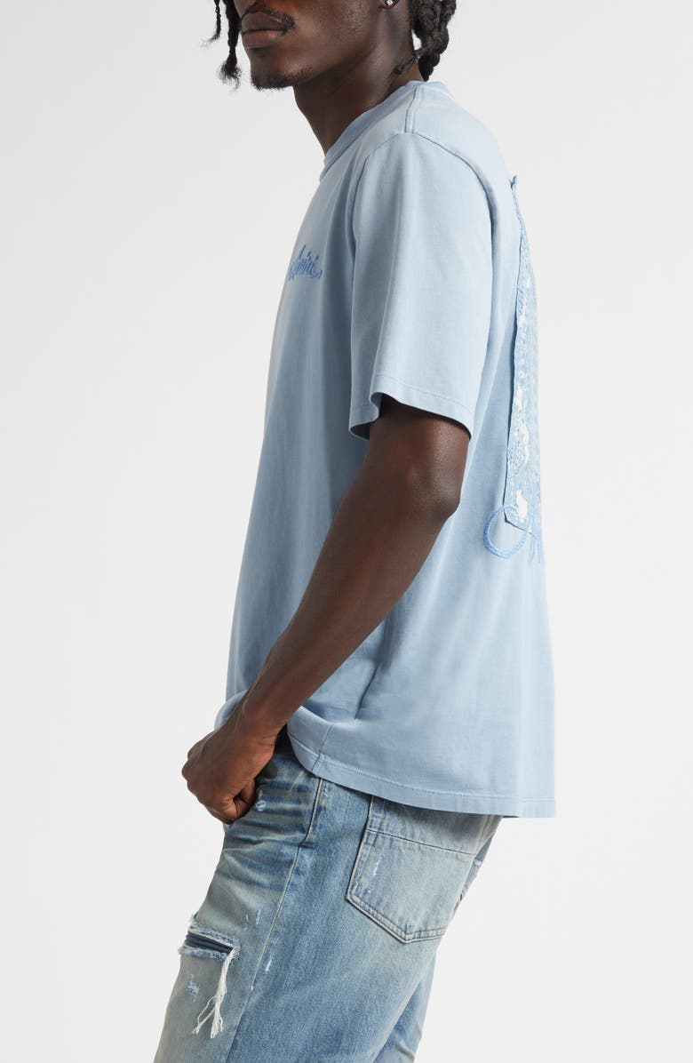 AMIRI Bleached Bandana Patch T-Shirt, Alternate, color, Ashley Blue