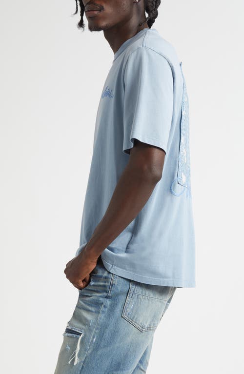 Amiri Bleached Bandana Patch T-shirt In Blue