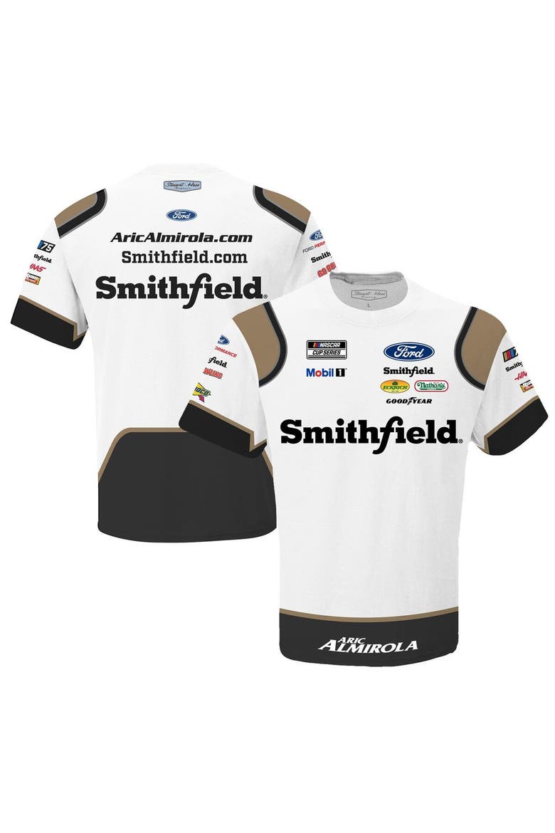 Men's Stewart-Haas Racing Team Collection White Aric Almirola Smithfield Sublimated Team Uniform T-Shirt, Main, color, White