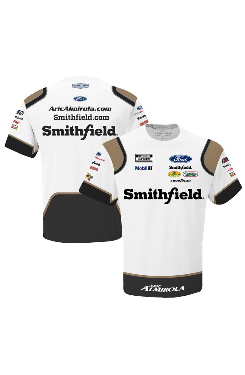 STEWART-HAAS RACING Men's Stewart-Haas Racing Team Collection White Aric Almirola Smithfield Sublimated Team Uniform T-Shirt, Main, color, White