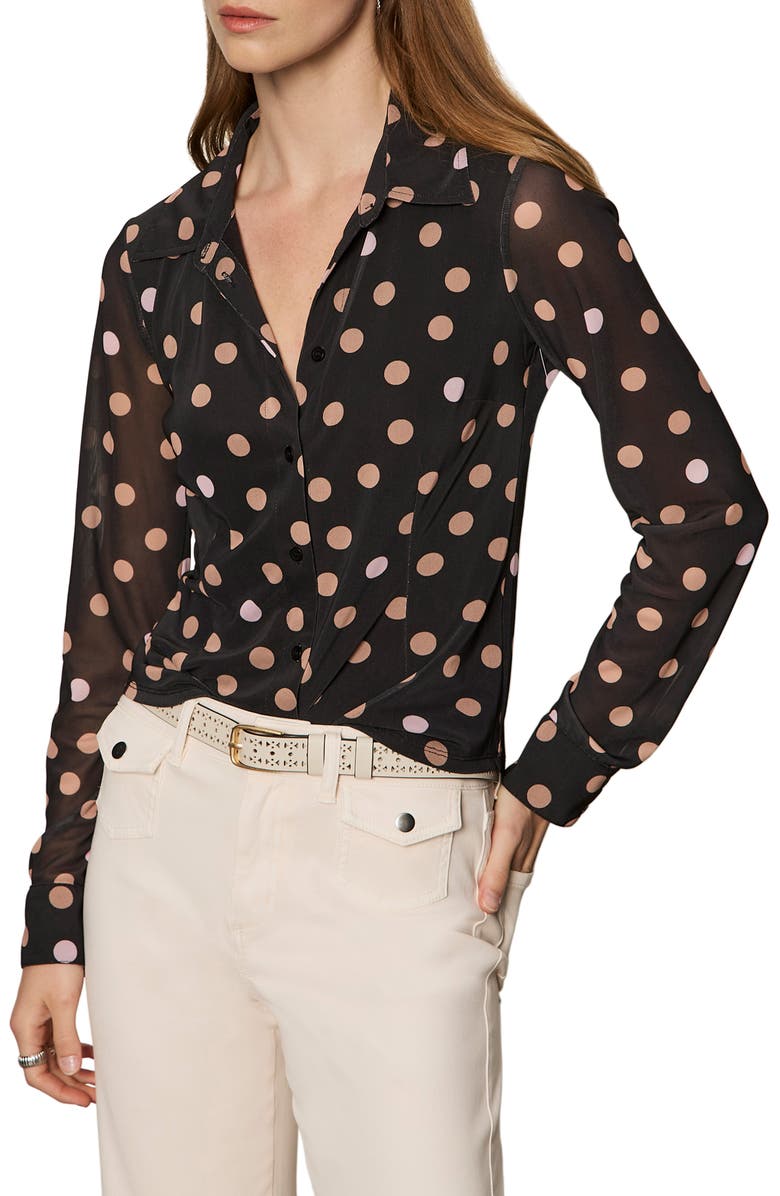 Sanctuary Mesh Button-Down Shirt, Alternate, color, Popspot Black
