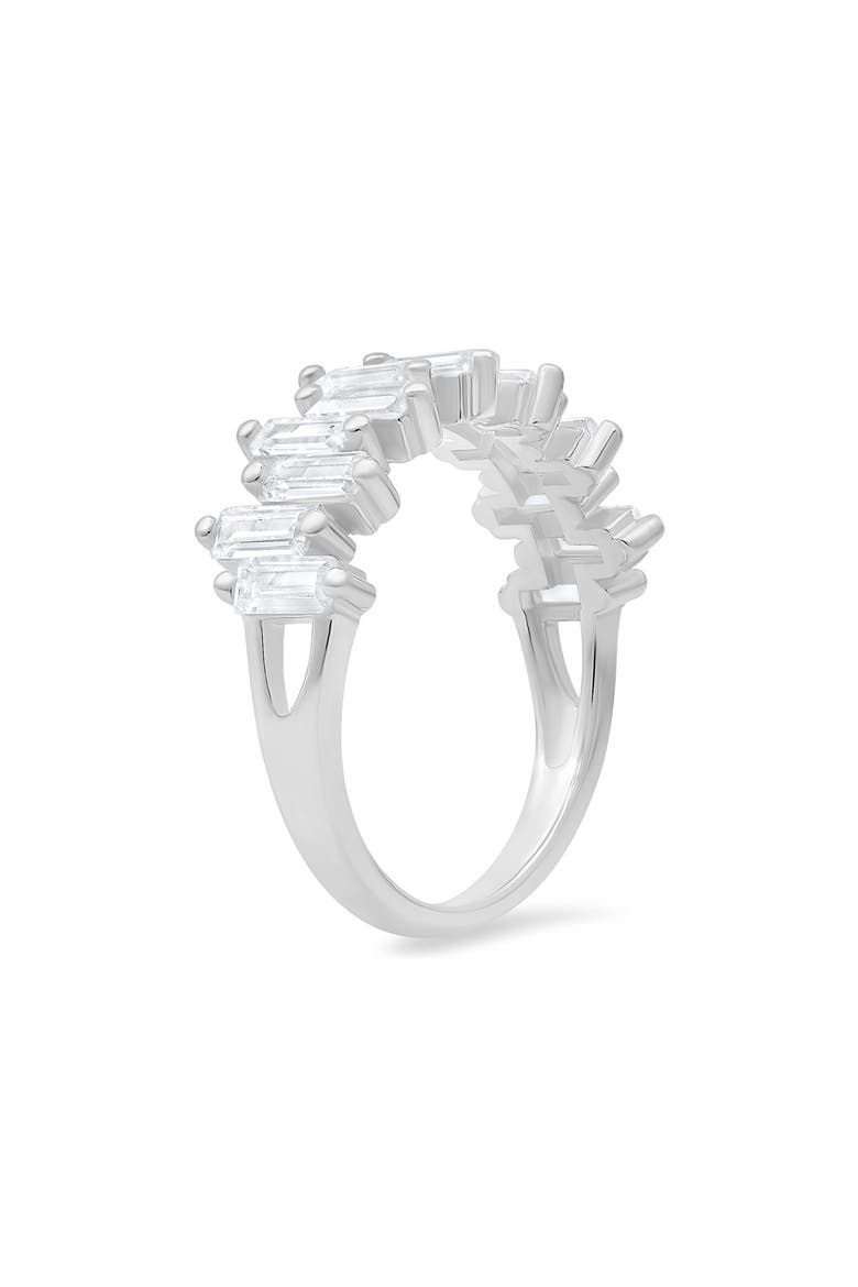 Sterling Silver Abstract Baguette Cubic Zirconia Ring, Alternate, color, SILVER