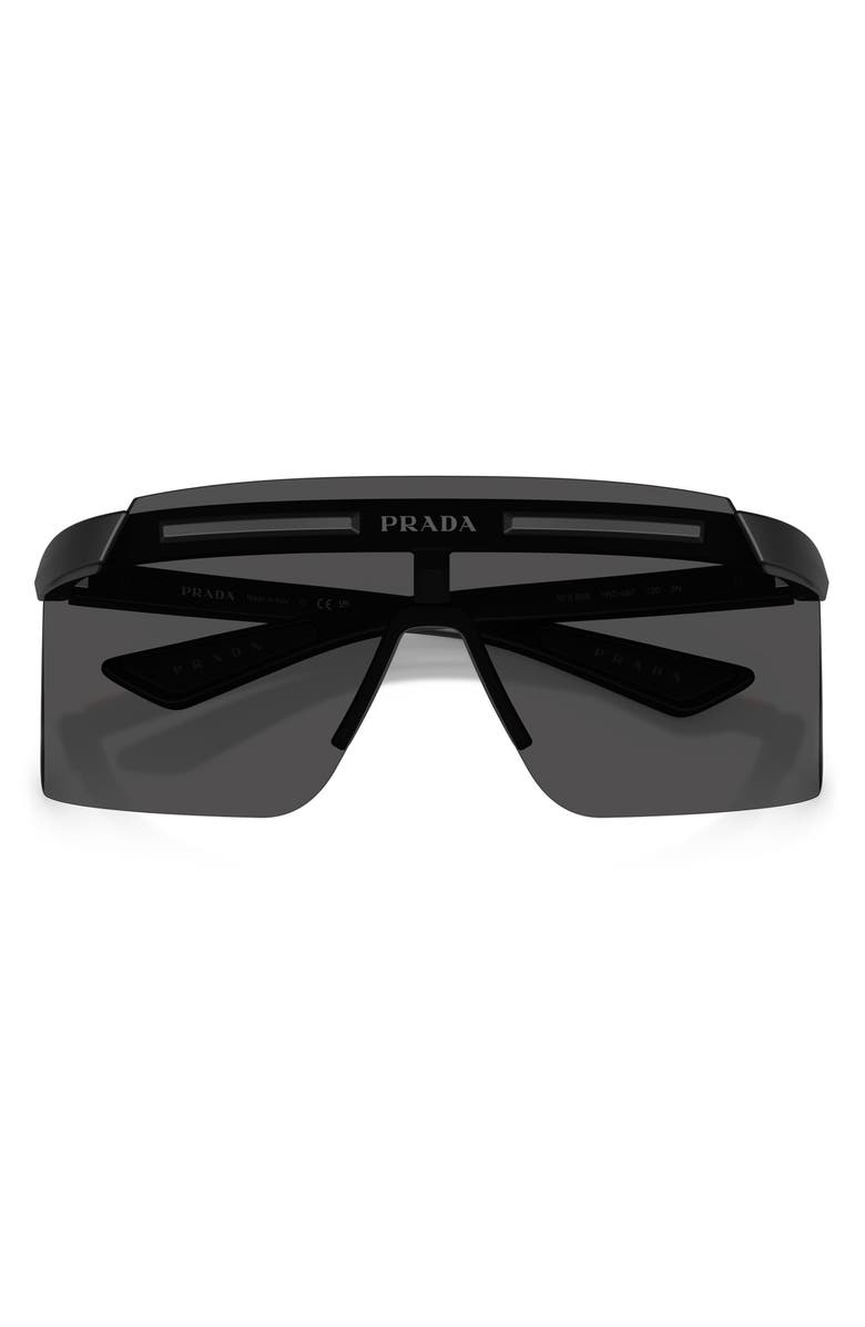 Prada Linea Rossa 140mm Rectangular Shield Sunglasses, Alternate, color, Matte Black / Dark Grey