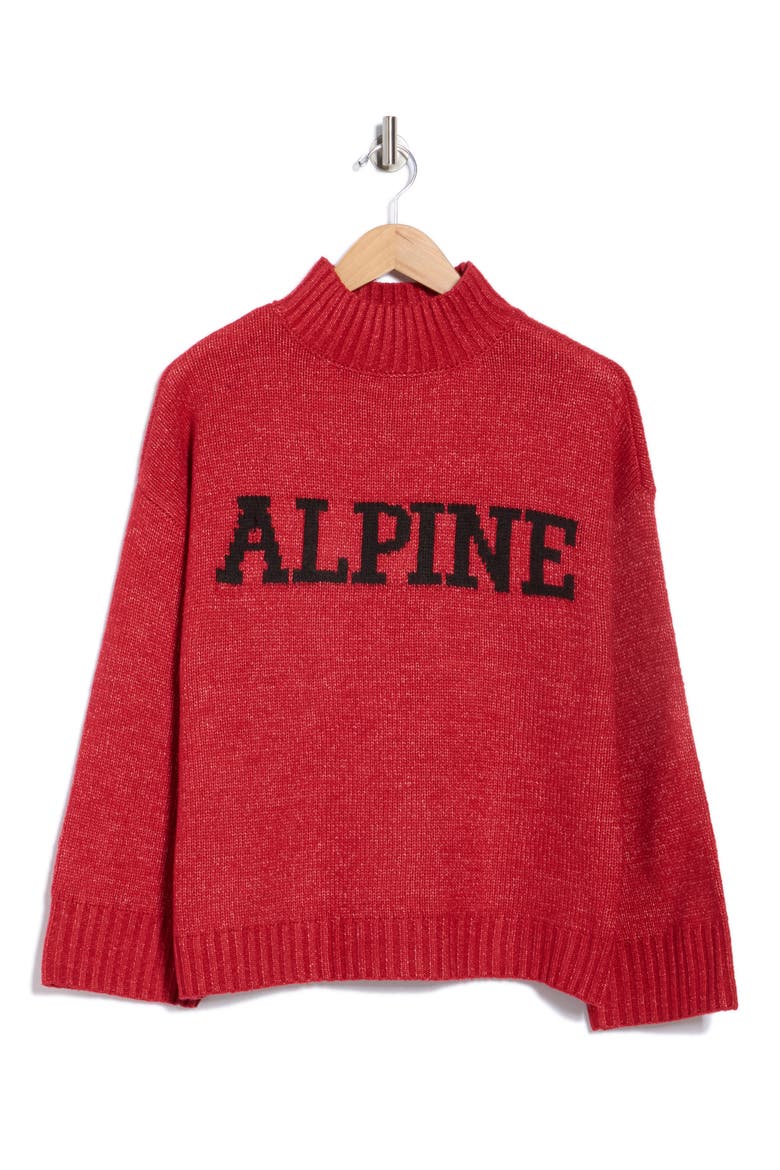 Alpine Mock Neck Sweater, Alternate, color, RED / BLACK