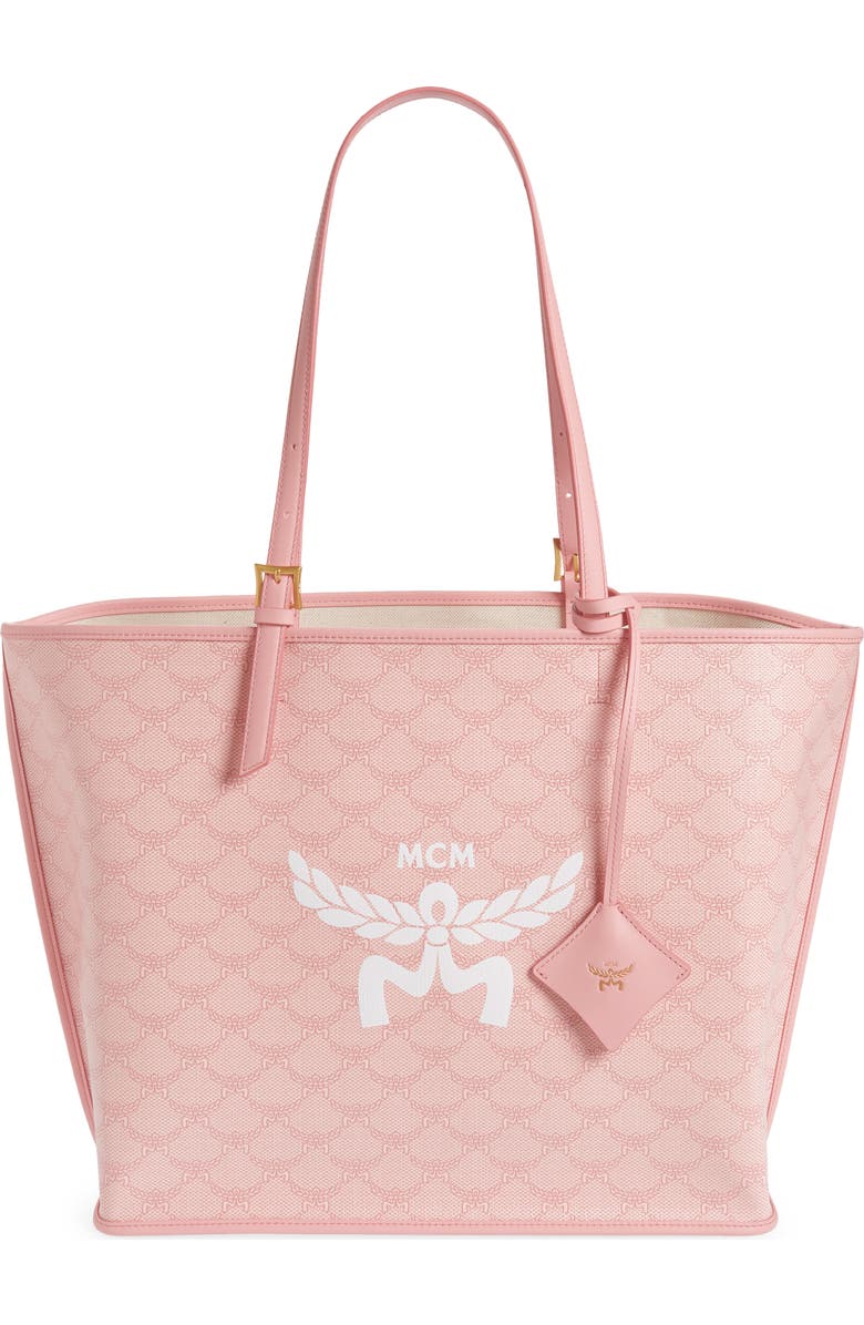 MCM Himmel Lauretos Coated Canvas Shopper Bag, Main, color, Silver Pink