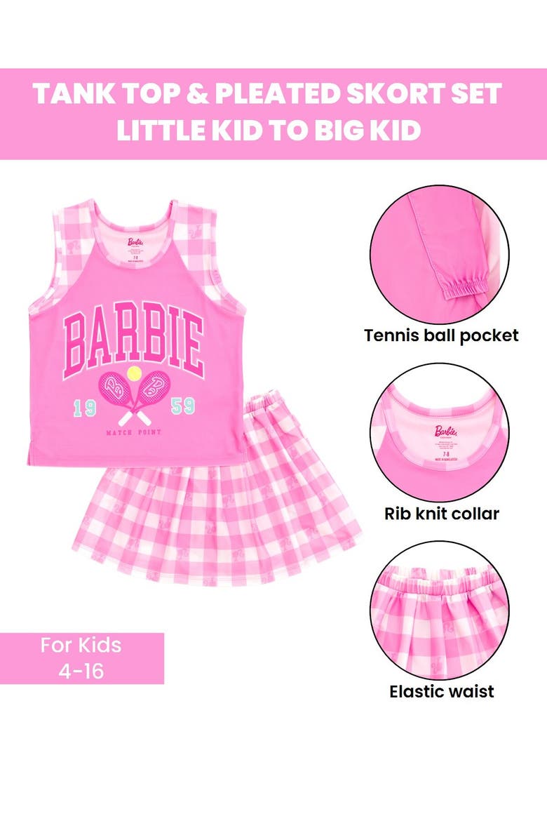 2-Piece Tank Top and Skort Set, Alternate, color, Barbie Pink Gingham