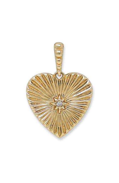 Petite North Star Fluted Heart Charm