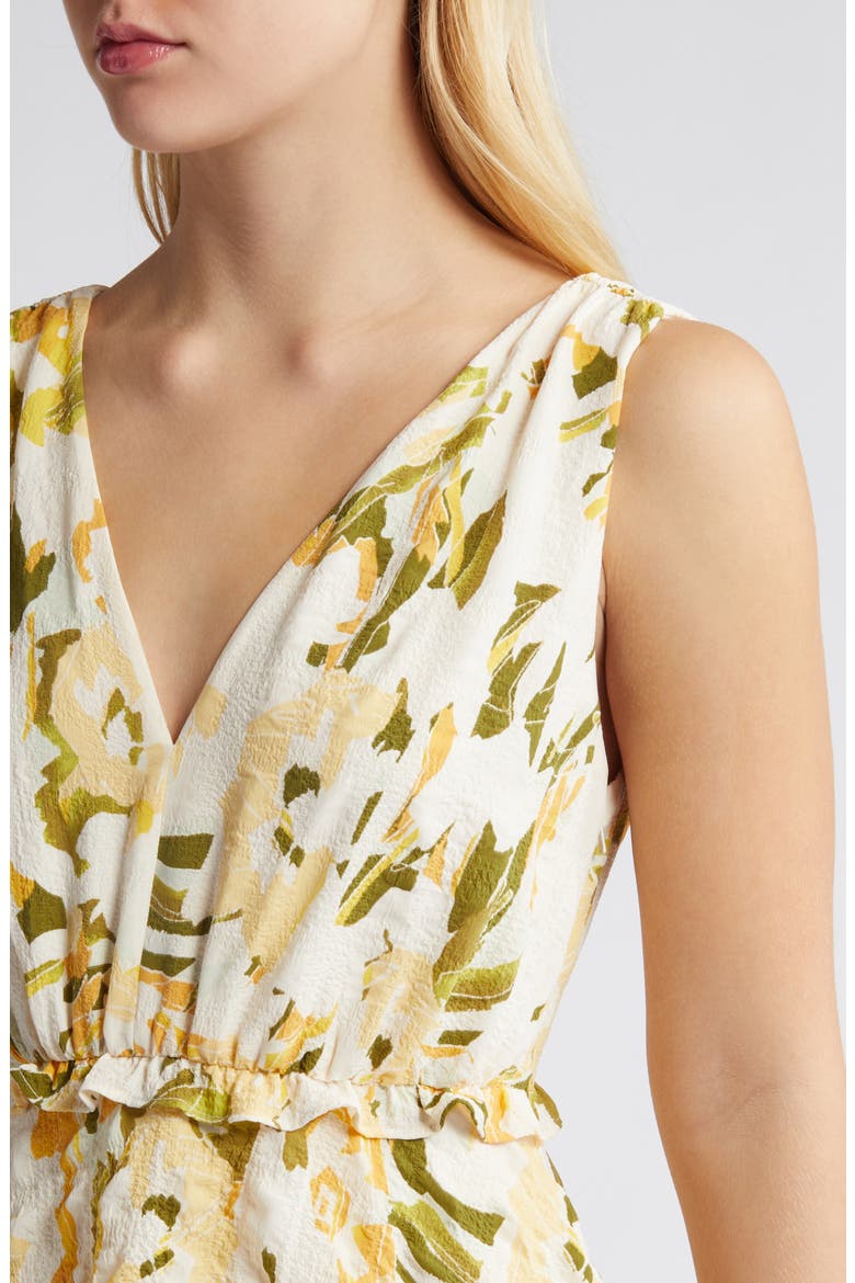 Floral Tiered Maxi Dress, Alternate, color, GREEN- YELLOW KEYS ABSTRACT