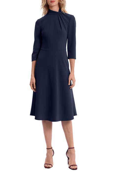 Twist Collar Fit & Flare Dress