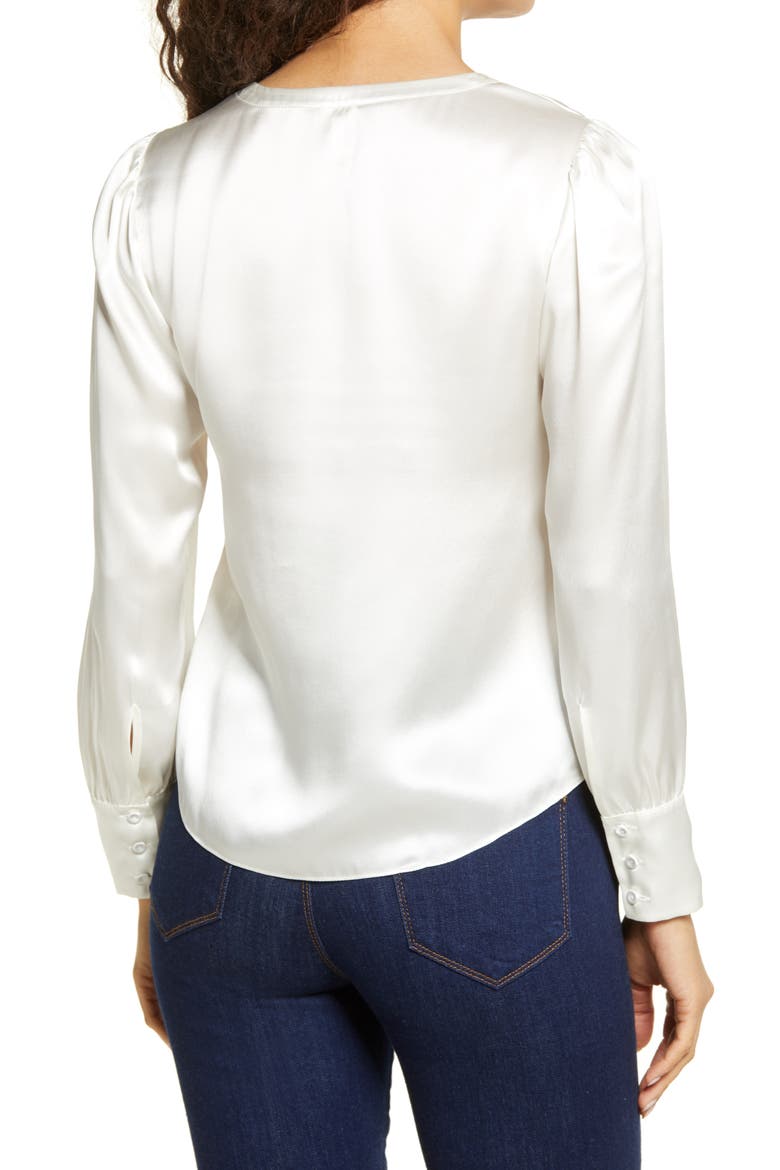 Long Sleeve Silk Charmeuse Top, Alternate, color, SNOW