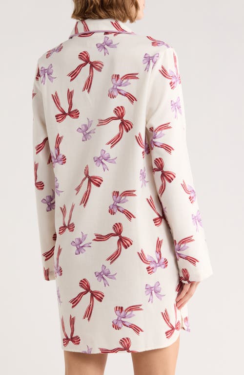 Nordstrom Rack Dreamy Tree Print Flannel Long Sleeve Nightgown In White