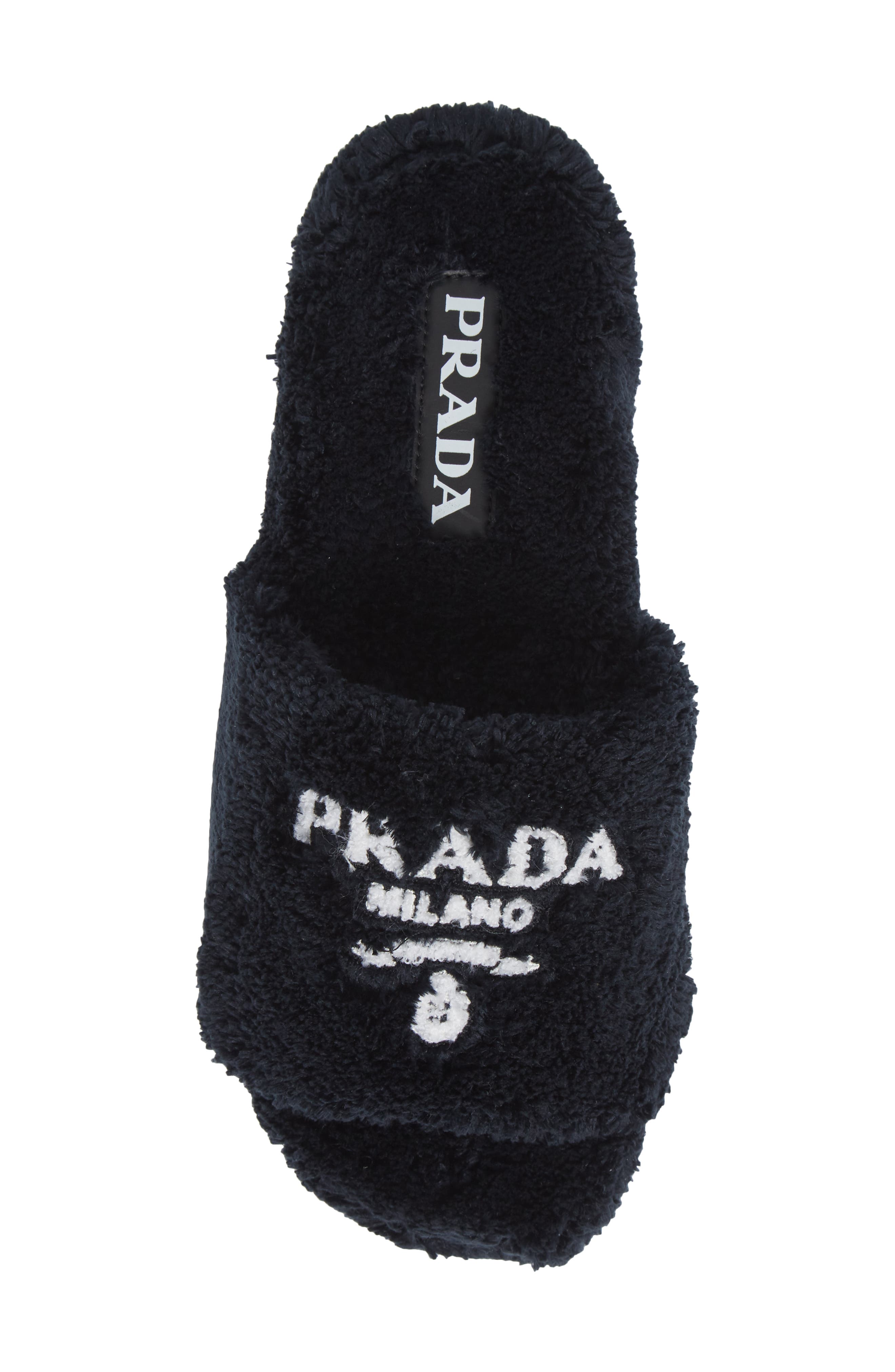 Prada Logo Slide Sandal, Alternate, color, 