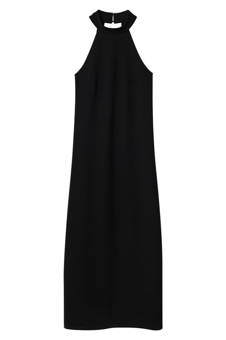 Cutout Back Halter Neck Maxi Dress, Alternate, color, BLACK