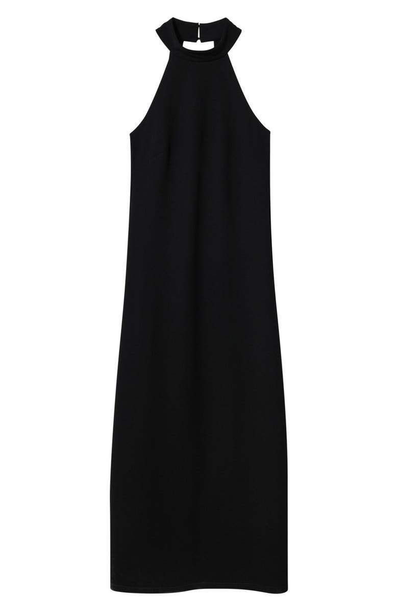 MANGO Cutout Back Halter Neck Maxi Dress, Alternate, color, 