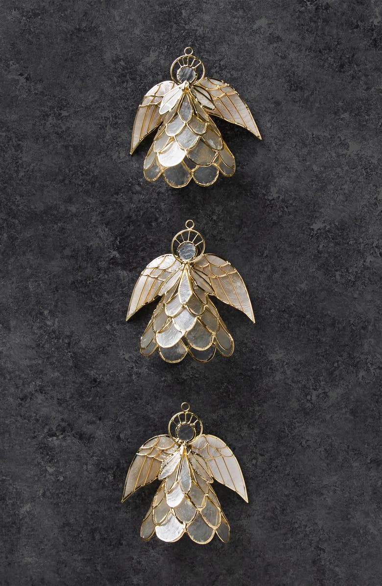 Balsam Hill Angel Capiz Ornament Set, Alternate, color, Gold