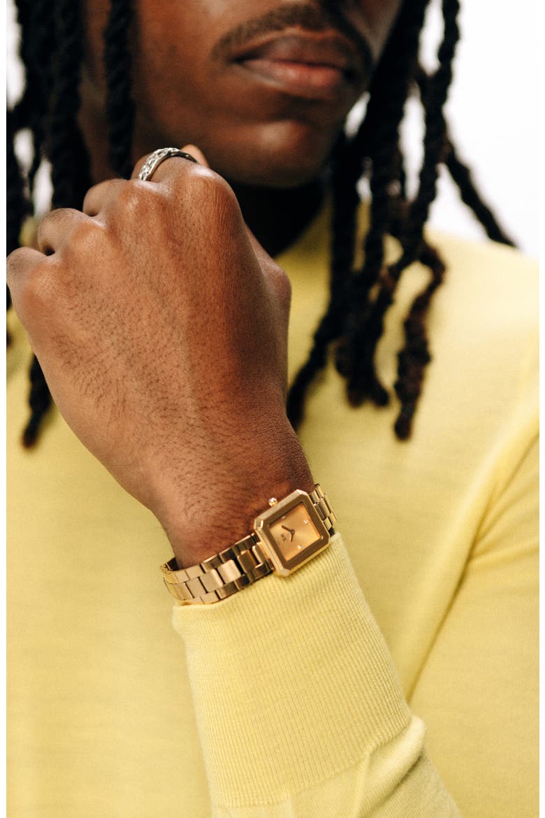 Arc Single Essential Lab Created Diamond Bracelet Watch, 23mm, Alternate, color, 18K GOLD