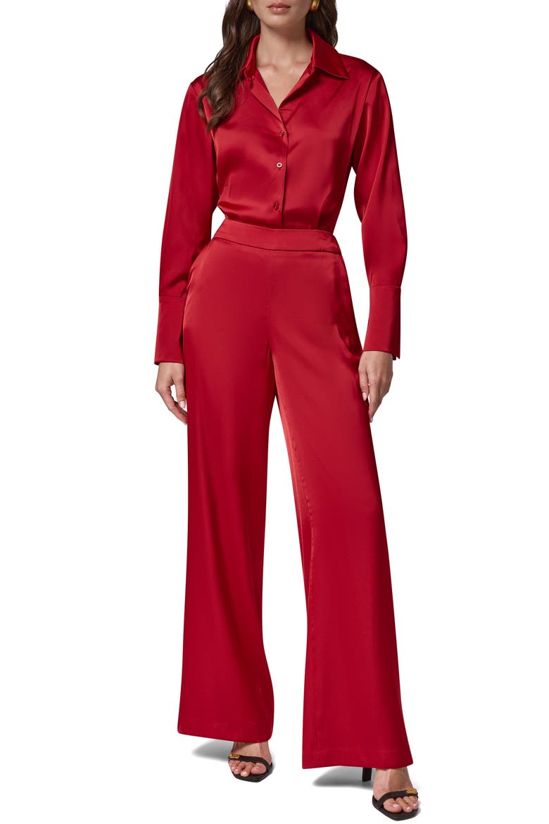 High Waist Wide Leg Pants, Alternate, color, RED VELVET