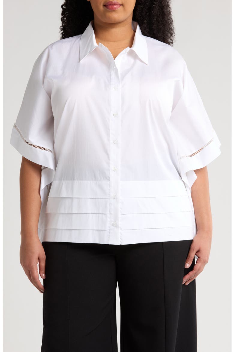 Harpa Short Sleeve Cotton Button-Up Shirt, Main, color, WHITE