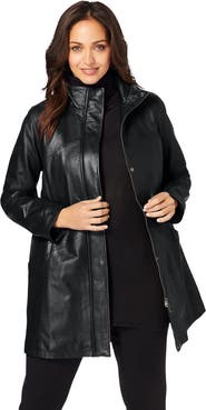 Jessica London A-Line Zip Front Leather Jacket