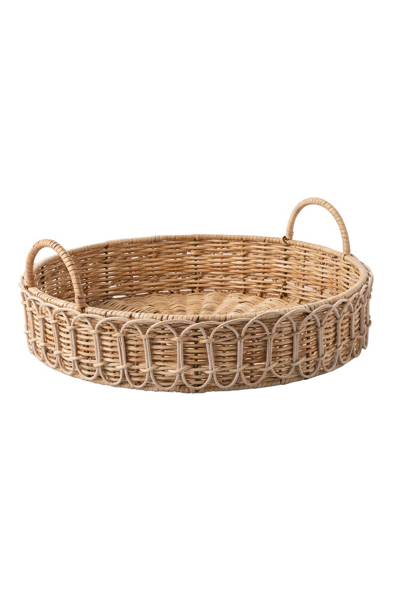 Provence Round Rattan Serving Tray, Alternate, color, WHITEWASH