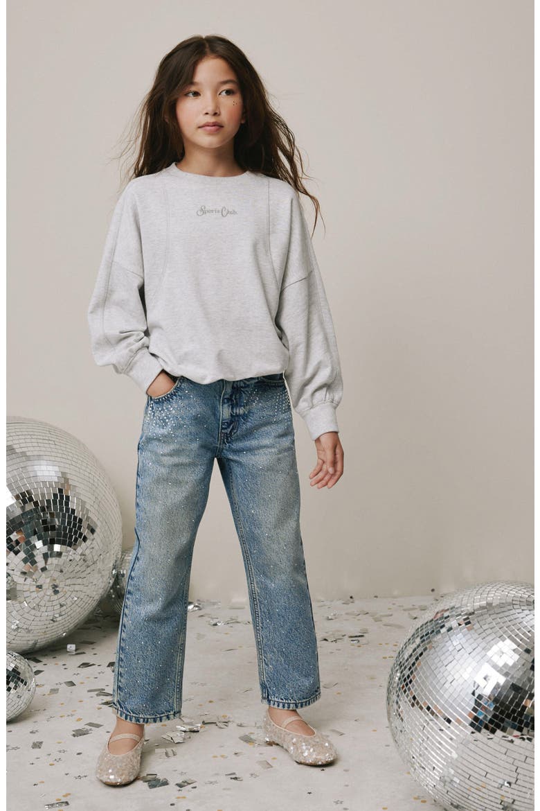 Kids' Sequin Splatter Jeans, Alternate, color, BLUE