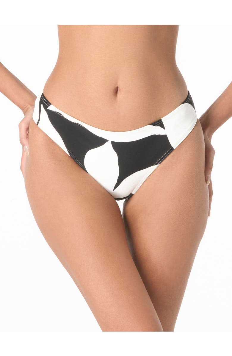 Vince Camuto Midnight Shadow High Cut Bikini Bottom, Alternate, color, Black/White
