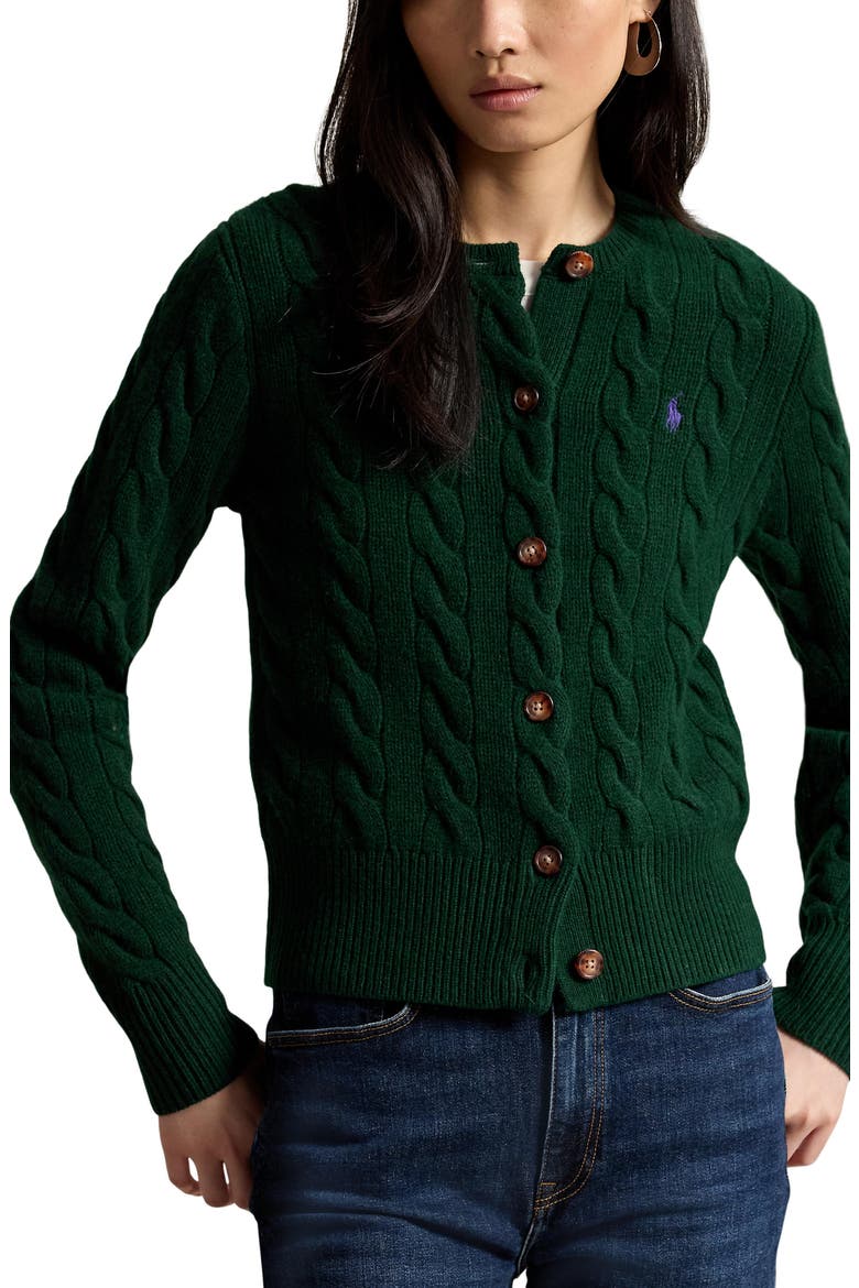 Wool & Cashmere Cardigan, Main, color, GREEN