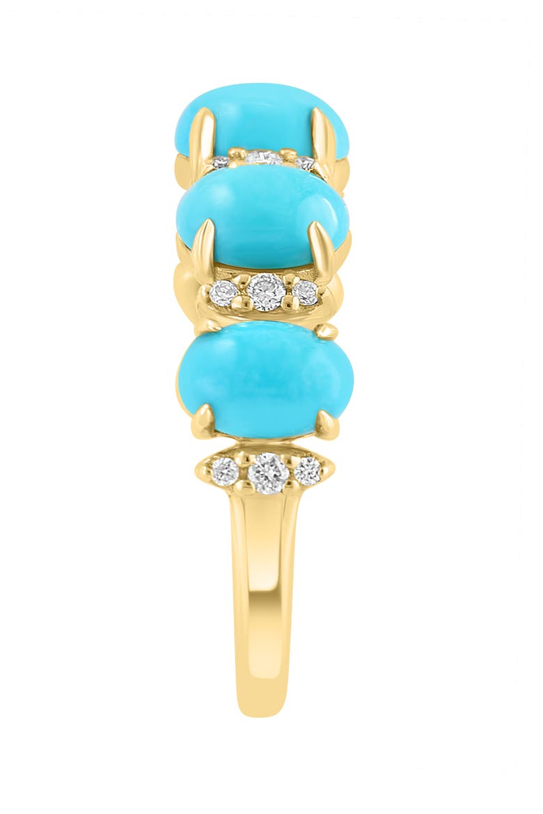 14K Yellow Gold Alternating Diamond & Turquoise Cabochon Band Ring, Alternate, color, 14K Gold
