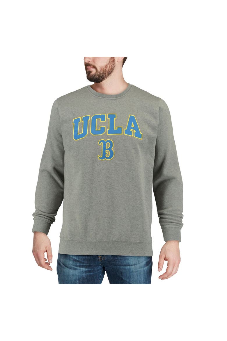 Men's Colosseum Heather Gray UCLA Bruins Arch & Logo Crew Neck Sweatshirt, Alternate, color, Heather Gray