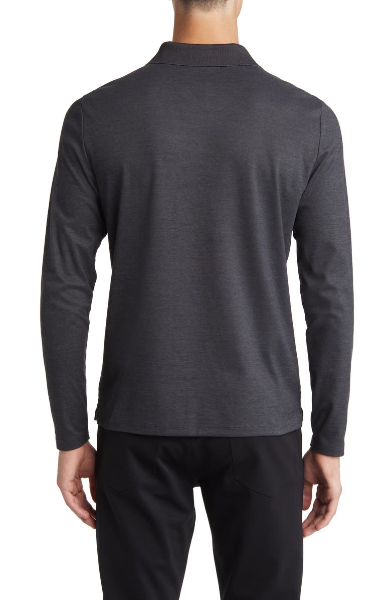 Robert Barakett Adison Long Sleeve Johnny Collar Polo, Alternate, color, Charcoal