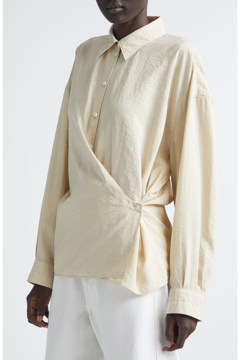 Twisted Silk Blend Shirt, Alternate, color, OAT MILK