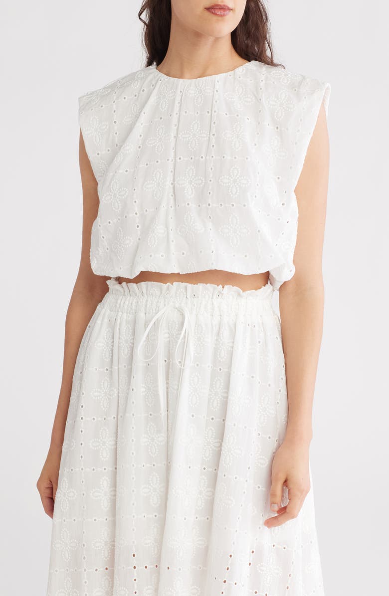 Blu Pepper Eyelet Bubble Top, Main, color, White