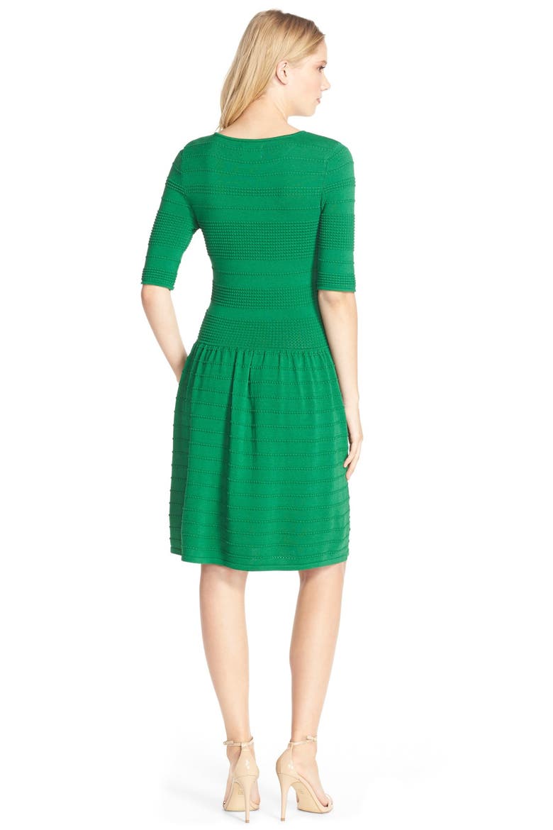 Textured Sweater Fit & Flare Dress, Alternate, color, GREEN
