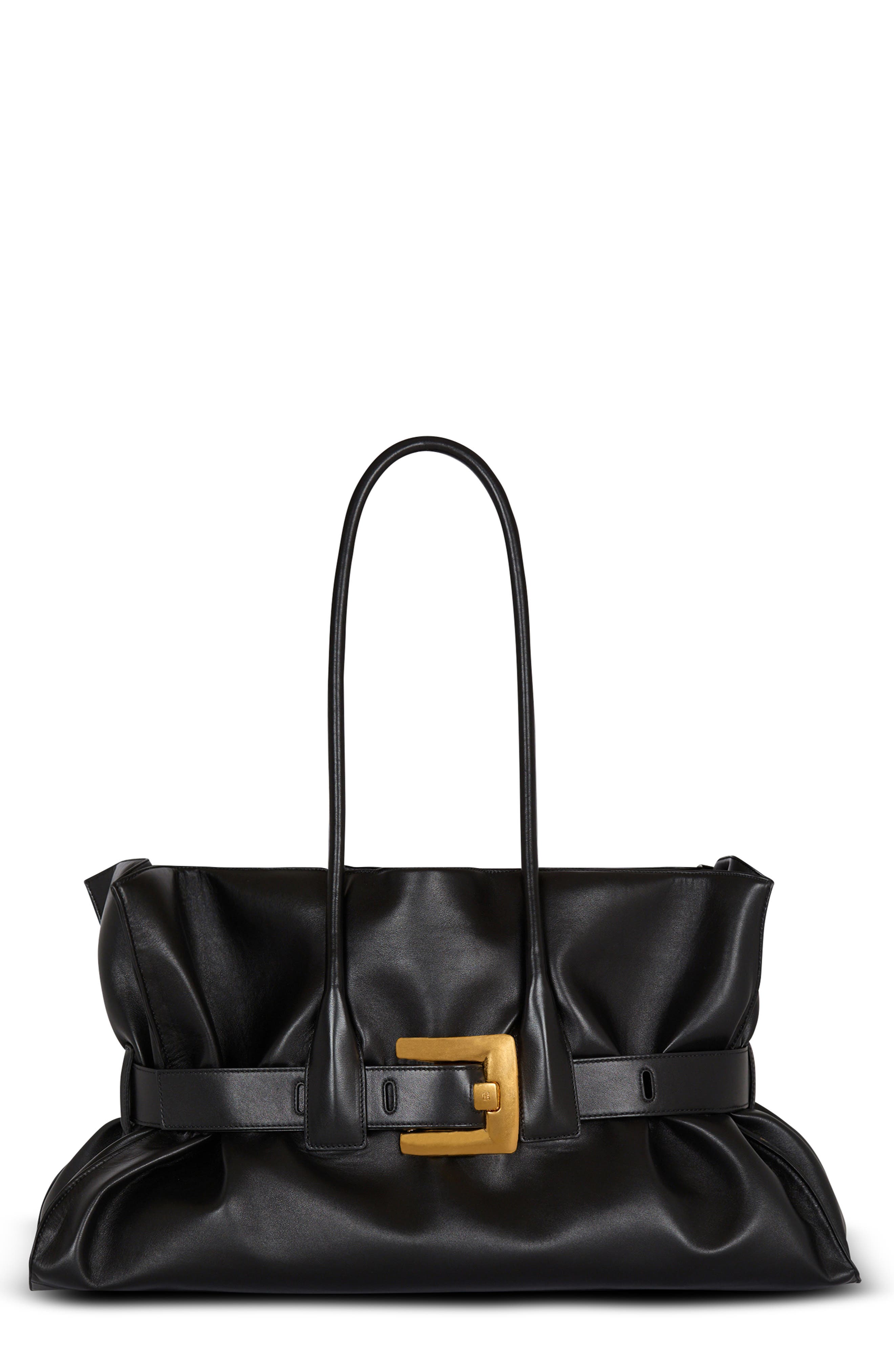 Balmain Large Anthem Leather Tote, Main, color, 