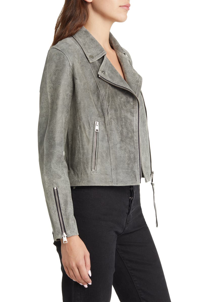 AllSaints Neve Crackle Biker Jacket, Alternate, color, Washed Black