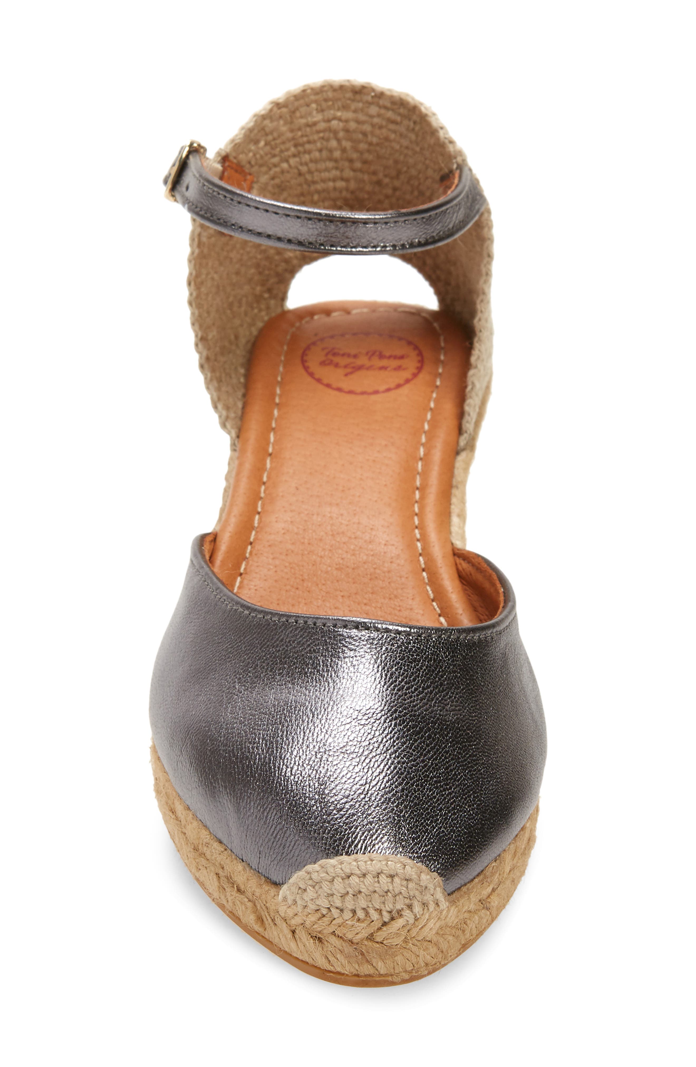 Costa Wedge Sandal, Alternate, color, METALLIC SILVER LEATHER
