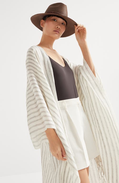 Brunello Cucinelli Poncho With Fringe In Panama