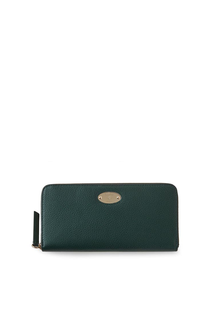 Plaque 8 Card Leather Zip Wallet, Alternate, color, Mulberry Green