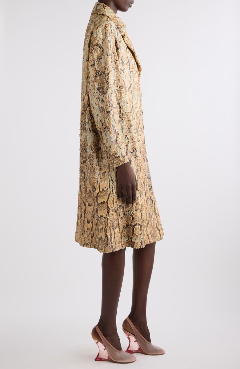 Dries Van Noten Ricca Snakeskin Print Sequin Overcoat, Alternate, color, 