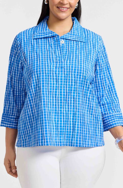 Sammy Crinkled Cotton Blend Top (Plus)