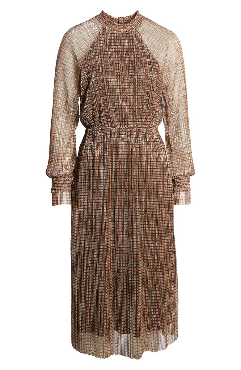 VERO MODA Alexandra Shimmer Plaid Long Sleeve Dress, Alternate, color,