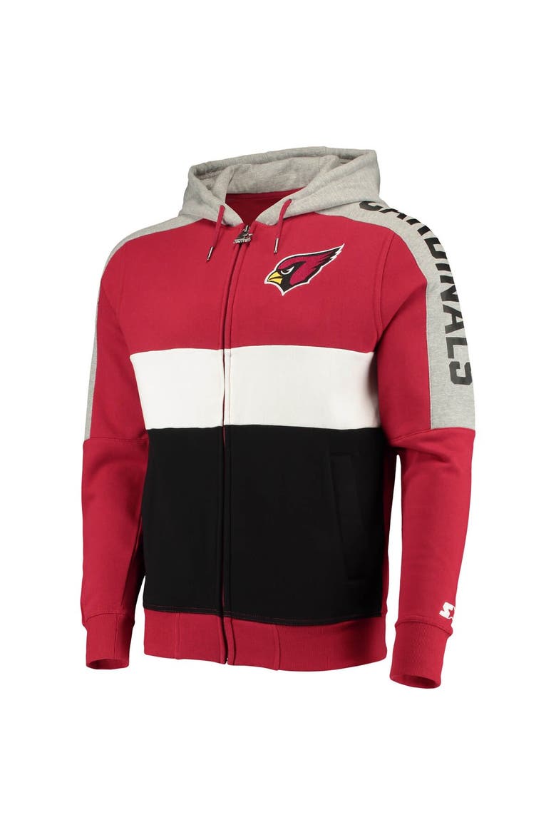 Men's Starter Cardinal/Black Arizona Cardinals Playoffs Color Block Full-Zip Hoodie, Alternate, color, Cardinal